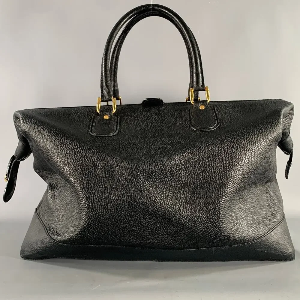 BARNEYS NEW YORK Size One Size Black Gold Crackled Leather Duffle Bags